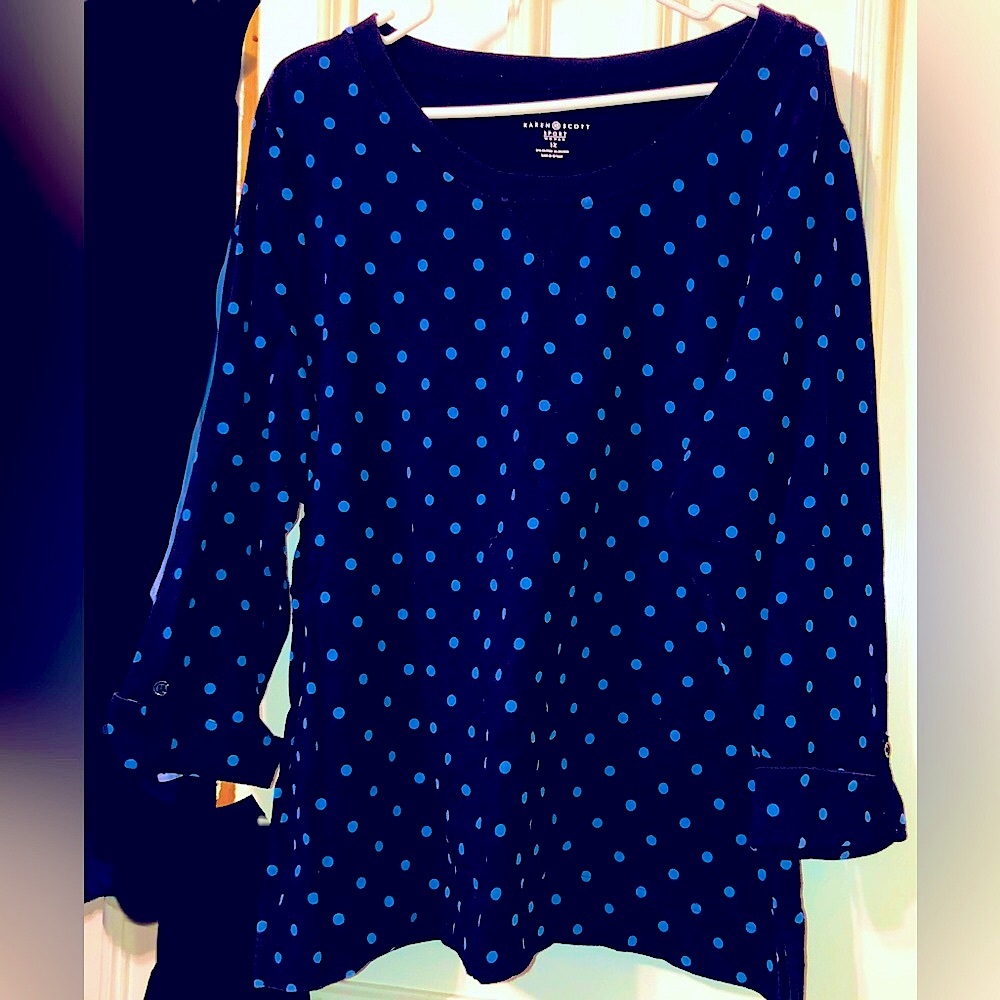 Karen Scott Sport Women’s Navy Polka Dot Plus Size 1X Career or Casual